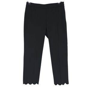 Talbots Chatham Crop Straight Dress Pants Black Mid Rise Scalloped Ankle Zip 4